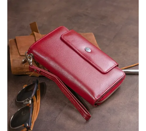 Гаманець зі шкіри на клямці ST Leather 19341 Бордовий