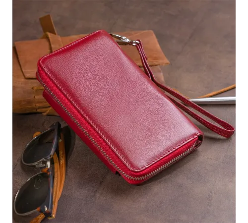 Гаманець зі шкіри на клямці ST Leather 19341 Бордовий