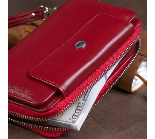 Гаманець зі шкіри на клямці ST Leather 19341 Бордовий