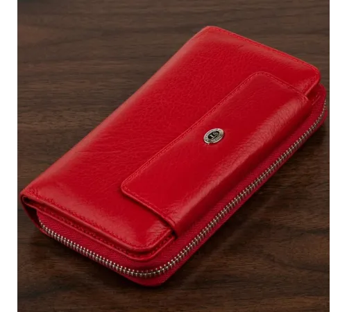 Гаманець зі шкіри на клямці ST Leather 19343 Червоний