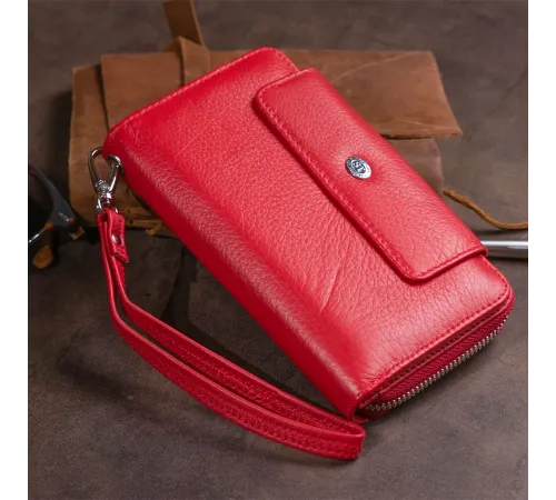 Гаманець зі шкіри на клямці ST Leather 19343 Червоний