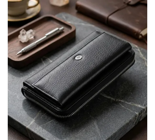 Жіночий шкіряний клатч для карток купюр та документів ST Leather 19292 Чорний