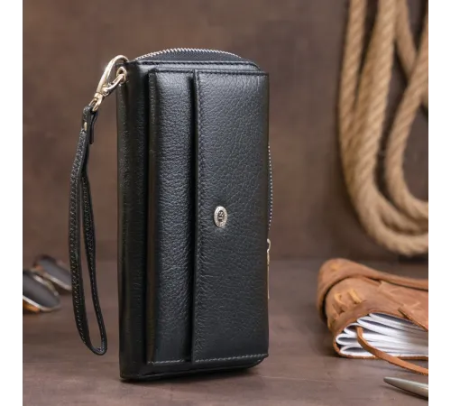 Жіночий шкіряний клатч для карток купюр та документів ST Leather 19292 Чорний