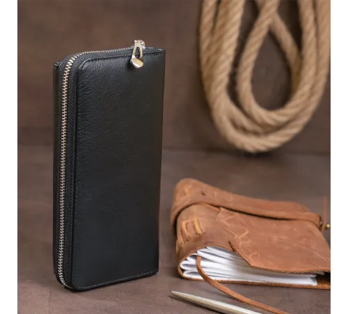 Жіночий шкіряний клатч для карток купюр та документів ST Leather 19292 Чорний