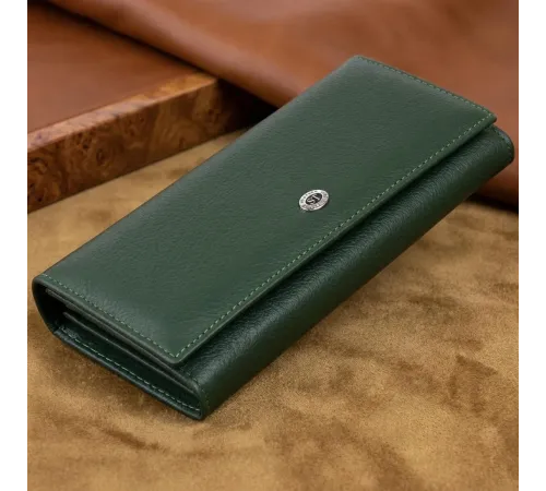 Гаманець на магнітах з клапаном жіночий ST Leather 19240 Зелений