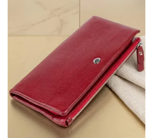 Гаманець-клатч зі шкіри з кишенею для мобільного ST Leather 19311 Бордовий