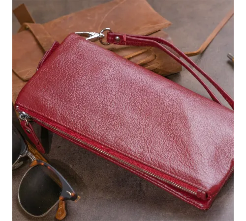Гаманець-клатч зі шкіри з кишенею для мобільного ST Leather 19311 Бордовий