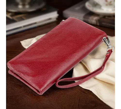 Гаманець-клатч зі шкіри з кишенею для мобільного ST Leather 19311 Бордовий