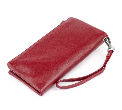 Гаманець-клатч зі шкіри з кишенею для мобільного ST Leather 19311 Бордовий