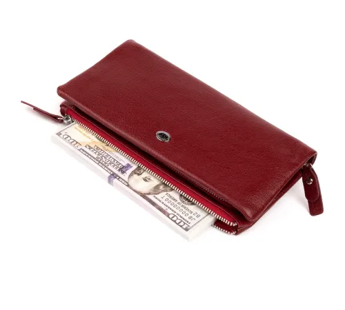 Гаманець-клатч зі шкіри з кишенею для мобільного ST Leather 19311 Бордовий