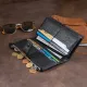 Оригінальний гаманець шкіряний жіночий на хлястику з кнопкою ST Leather 19280 Чорний
