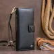 Оригінальний гаманець шкіряний жіночий на хлястику з кнопкою ST Leather 19280 Чорний