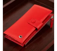 Оригінальний гаманець шкіряний жіночий на хлястику з кнопкою ST Leather 19281 Червоний
