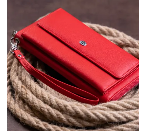 Жіночий шкіряний клатч для карток купюр та телефона ST Leather 19366 Червоний