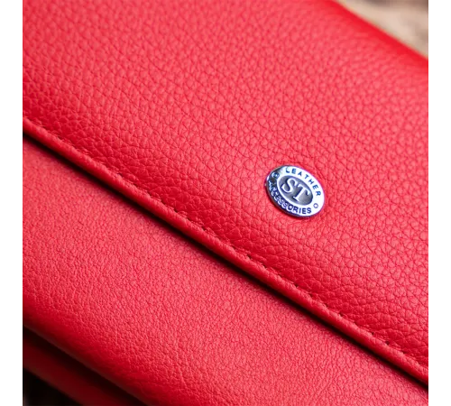 Жіночий шкіряний клатч для карток купюр та телефона ST Leather 19366 Червоний