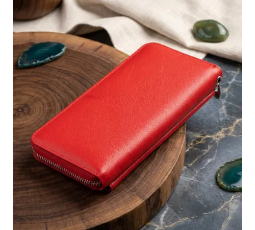 Жіночий шкіряний клатч для карток купюр та телефона ST Leather 19366 Червоний
