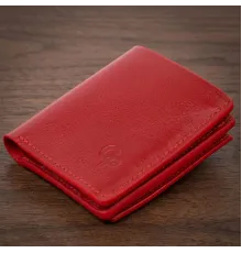 Вертикальне глянсове портмоне з накладною монетницьою GRANDE PELLE 11331 Червоне