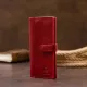 Вертикальний жіночий гаманець глянсовий Anet на кнопці GRANDE PELLE 11325 Червоний