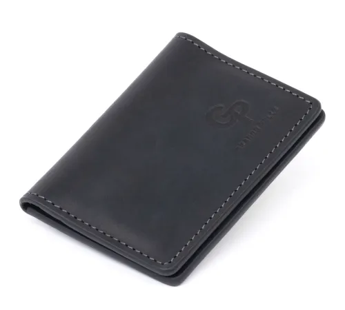 Візитниця з обкладинкою для ID-паспорта з натуральної шкіри GRANDE PELLE 11290 Чорна