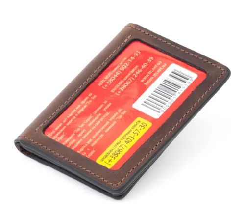 Візитниця з обкладинкою для ID-паспорта з натуральної шкіри GRANDE PELLE 11292 Коричнева