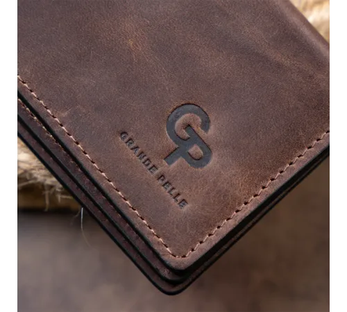 Візитниця з обкладинкою для ID-паспорта з натуральної шкіри GRANDE PELLE 11292 Коричнева