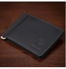 Стильний затискач для грошей без застібки GRANDE PELLE 11294 Чорний