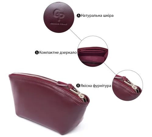 Жіноча косметичка зі шкіри Amelin GRANDE PELLE 11300 Сливова