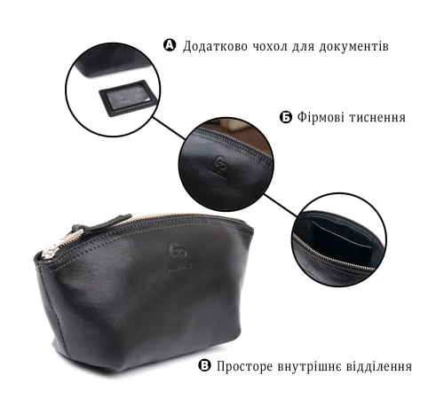 Жіноча косметичка зі шкіри Amelin GRANDE PELLE 11302 Чорна