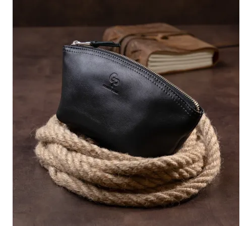 Жіноча косметичка зі шкіри Amelin GRANDE PELLE 11302 Чорна