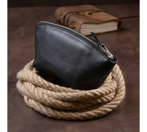 Жіноча косметичка зі шкіри Amelin GRANDE PELLE 11302 Чорна