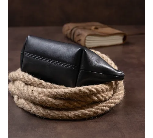 Жіноча косметичка зі шкіри Amelin GRANDE PELLE 11302 Чорна