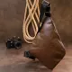 Чоловіча сумка слінг з екошкіри для документів та міста Vintage 20566 Темно Коричнева