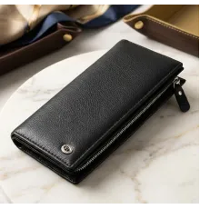 Практичний шкіряний гаманець-клатч ST Leather 19371 Чорний