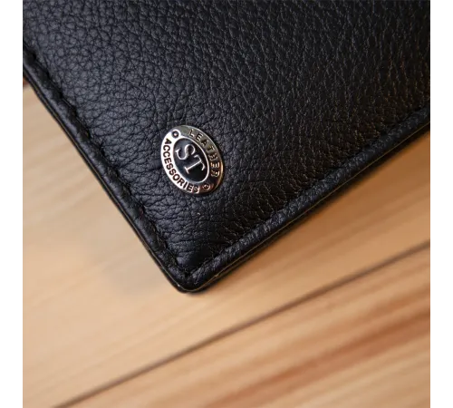 Практичний шкіряний гаманець-клатч ST Leather 19371 Чорний