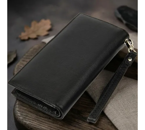 Практичний шкіряний гаманець-клатч ST Leather 19371 Чорний