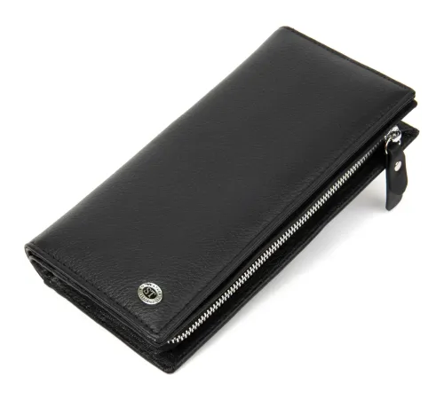 Практичний шкіряний гаманець-клатч ST Leather 19371 Чорний