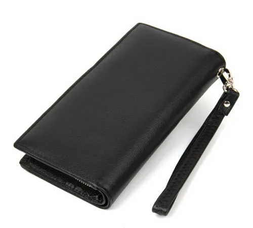 Практичний шкіряний гаманець-клатч ST Leather 19371 Чорний