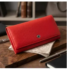Жіночий шкіряний гаманець для карток купюр та монет ST Leather 19376 Червоний