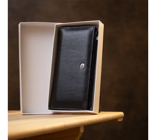 Практичний жіночий шкіряний гаманець ST Leather 19378 Чорний