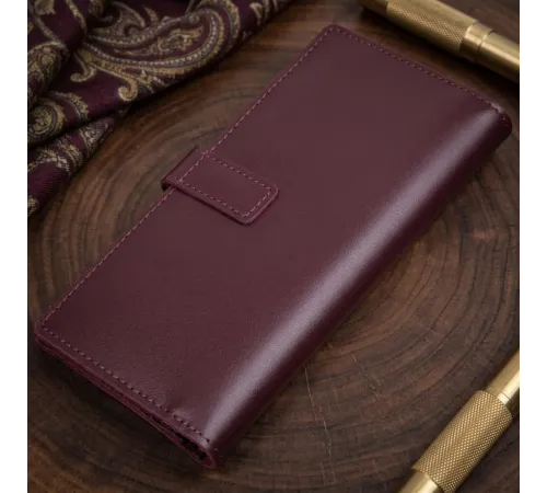 Шкіряне глянсове портмоне GRANDE PELLE 11467 Бордовий