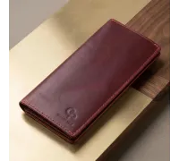 Шкіряне вінтажне портмоне GRANDE PELLE 11468 Бордовий