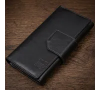 Шкіряне глянсове портмоне GRANDE PELLE 11471 Чорний