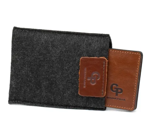 Чоловічий шкіряний затиск для грошей GRANDE PELLE 11474 Коричневий