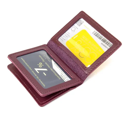 Шкіряна обкладинка для автодокументів GRANDE PELLE 11491 Бордовий