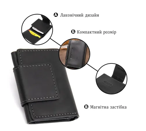Шкіряна візитниця GRANDE PELLE 11496 Чорний