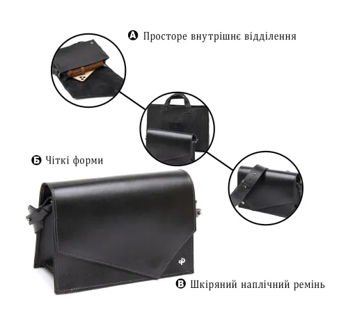 Жіноча стильна сумка з натуральної шкіри GRANDE PELLE 11434 Чорний