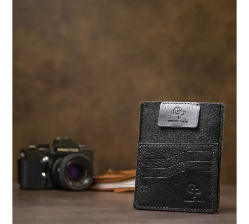 Шкіряний картхолдер GRANDE PELLE 11500 Чорний