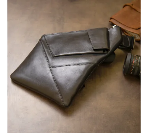 Шкіряна чоловіча сумка через плече GRANDE PELLE 11439 Чорний