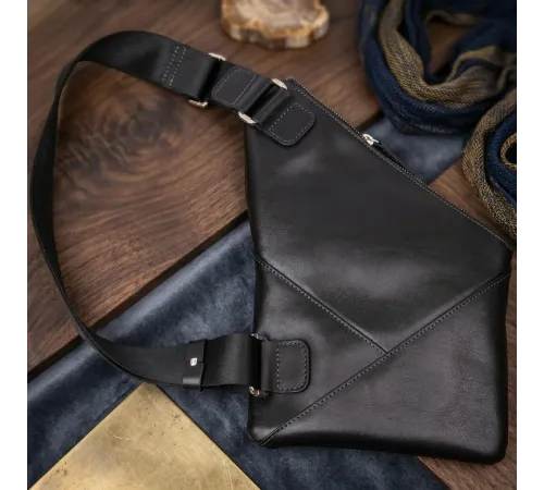Шкіряна чоловіча сумка через плече GRANDE PELLE 11439 Чорний