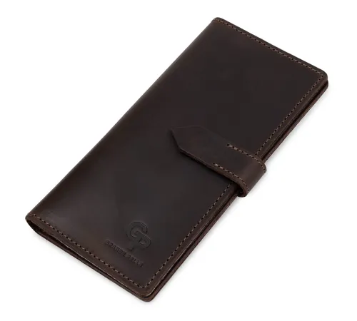 Шкіряне чоловіче матове портмоне GRANDE PELLE 11515 Коричневий